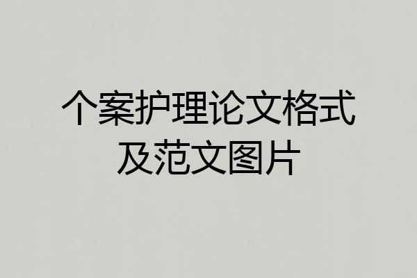 个案护理论文格式及范文图片