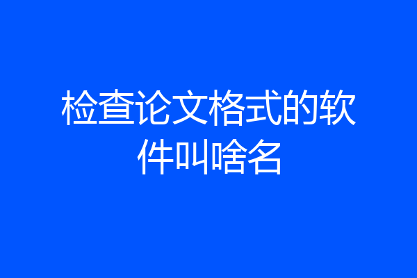 检查论文格式的软件叫啥名