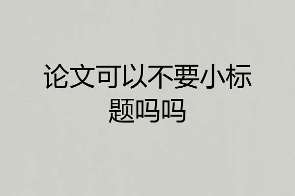 论文可以不要小标题吗吗
