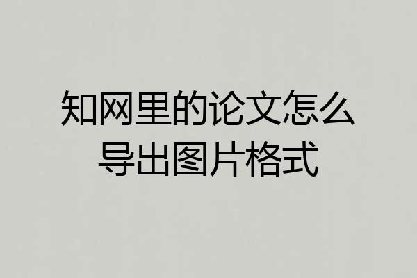 知网里的论文怎么导出图片格式