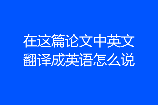 在这篇论文中英文翻译成英语怎么说