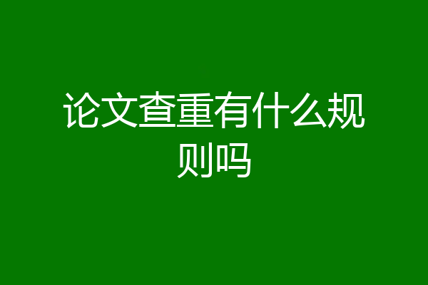 论文查重有什么规则吗