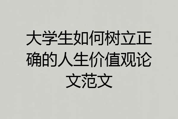 大学生如何树立正确的人生价值观论文范文