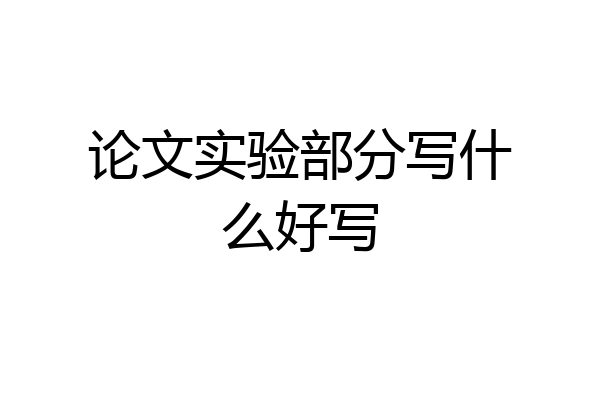 论文实验部分写什么好写
