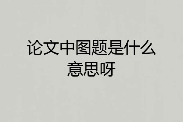 论文中图题是什么意思呀