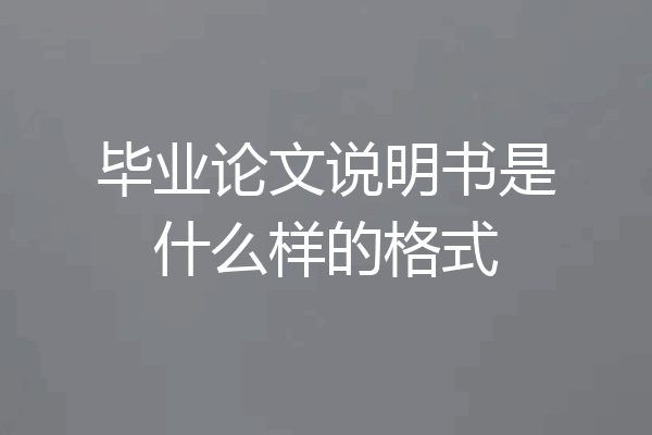 毕业论文说明书是什么样的格式