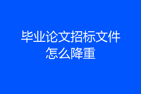 毕业论文招标文件怎么降重