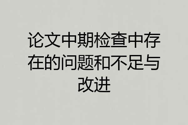 论文中期检查中存在的问题和不足与改进