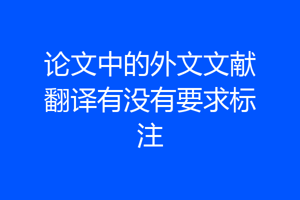 论文中的外文文献翻译有没有要求标注