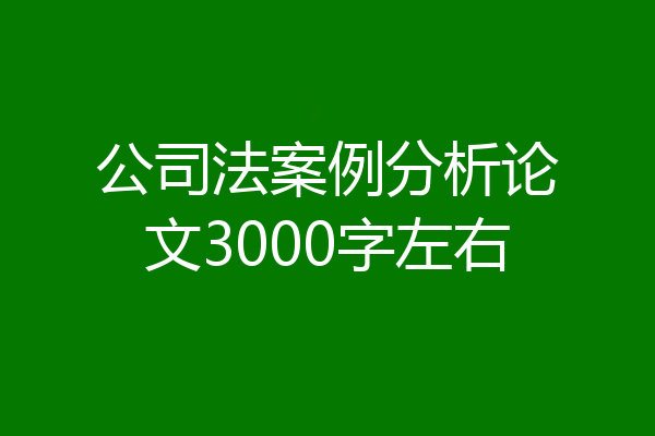 公司法案例分析论文3000字左右