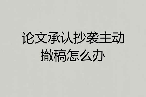 论文承认抄袭主动撤稿怎么办