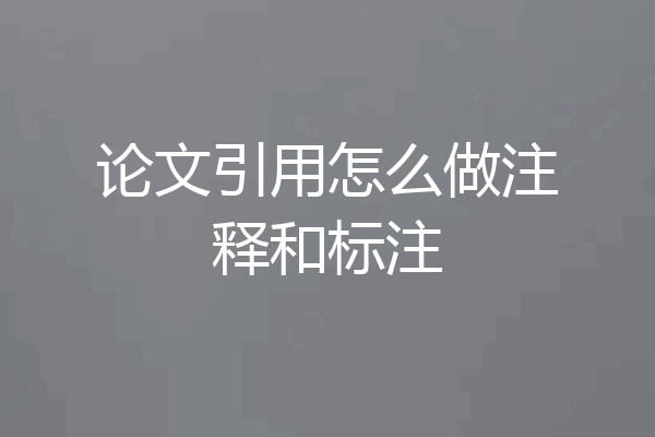 论文引用怎么做注释和标注