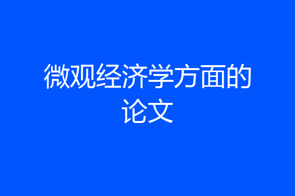微观经济学方面的论文