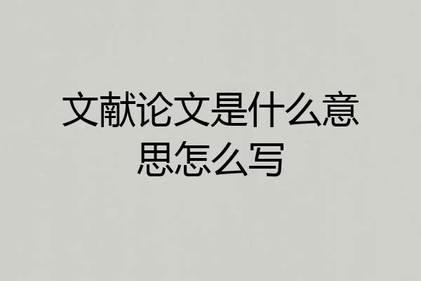 文献论文是什么意思怎么写