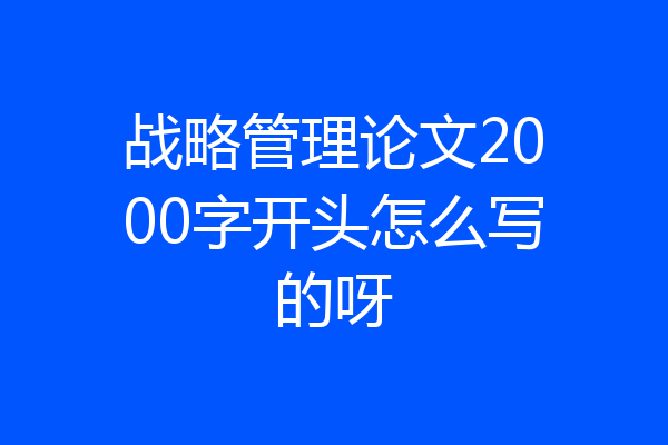 战略管理论文2000字开头怎么写的呀