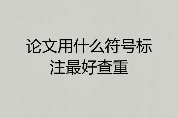论文用什么符号标注最好查重