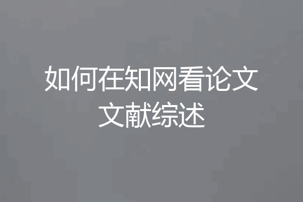 如何在知网看论文文献综述