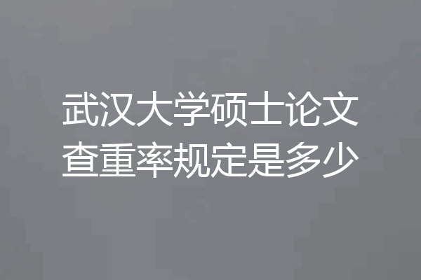 武汉大学硕士论文查重率规定是多少