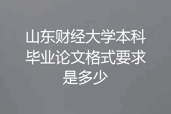 山东财经大学本科毕业论文格式要求是多少