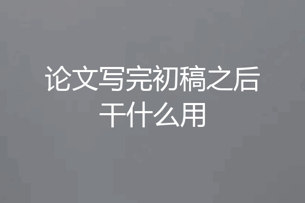 论文写完初稿之后干什么用