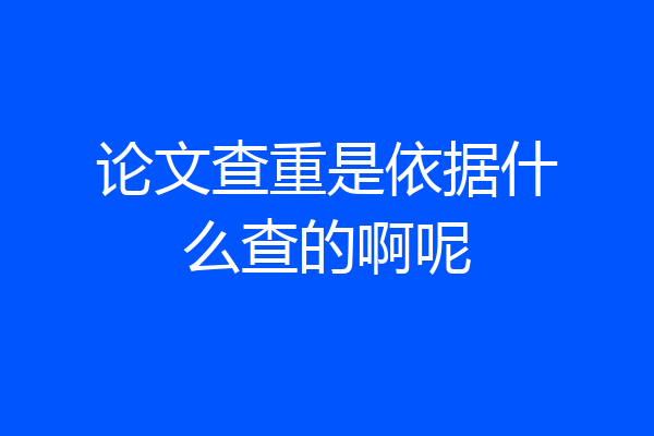 论文查重是依据什么查的啊呢