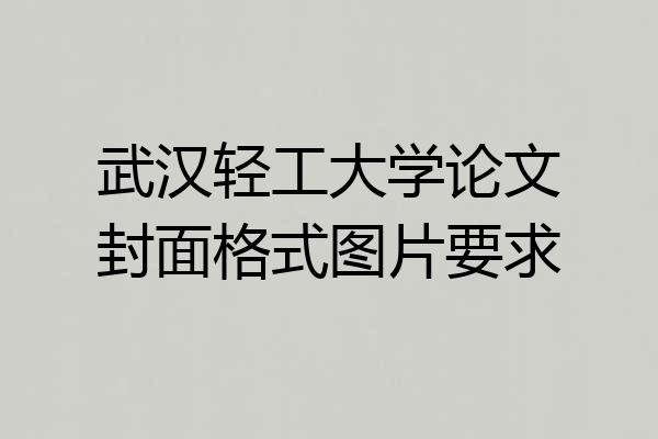 武汉轻工大学论文封面格式图片要求
