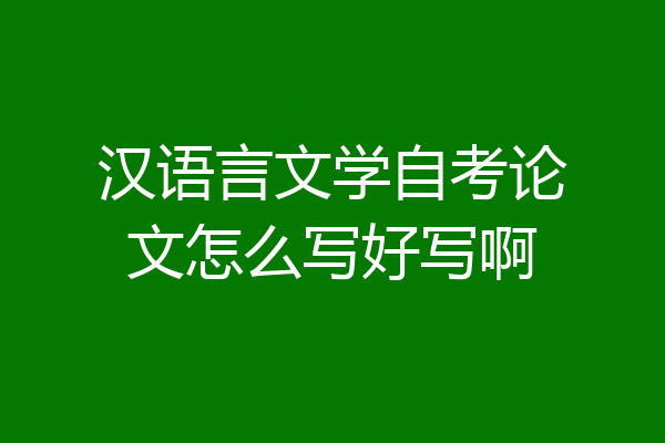 汉语言文学自考论文怎么写好写啊