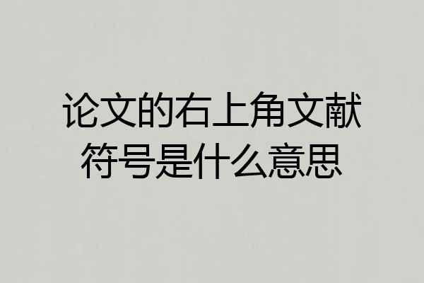 论文的右上角文献符号是什么意思