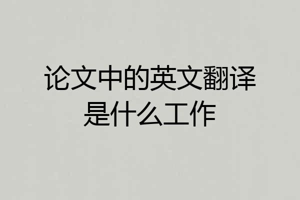 论文中的英文翻译是什么工作