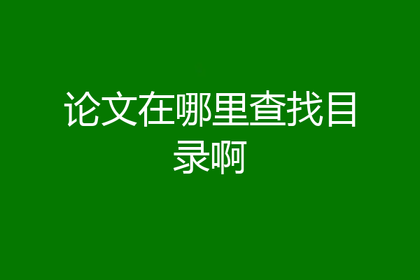 论文在哪里查找目录啊