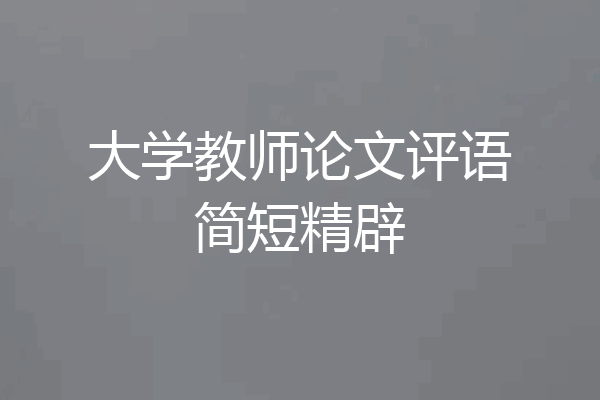 大学教师论文评语简短精辟