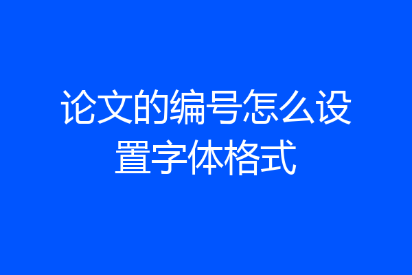 论文的编号怎么设置字体格式