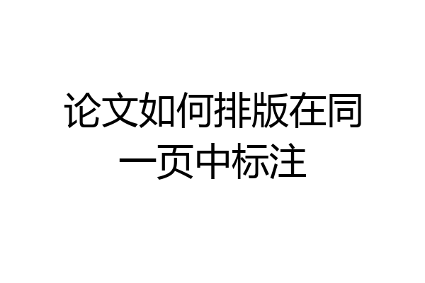 论文如何排版在同一页中标注