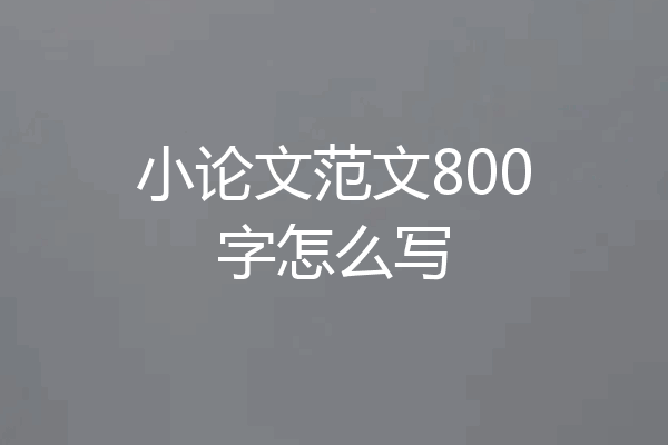 小论文范文800字怎么写