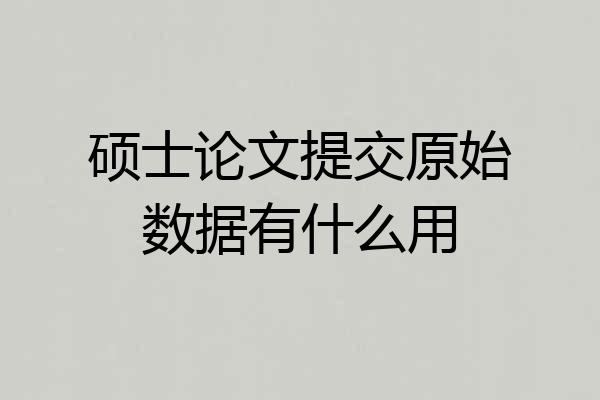 硕士论文提交原始数据有什么用