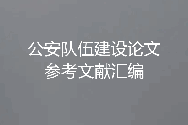公安队伍建设论文参考文献汇编