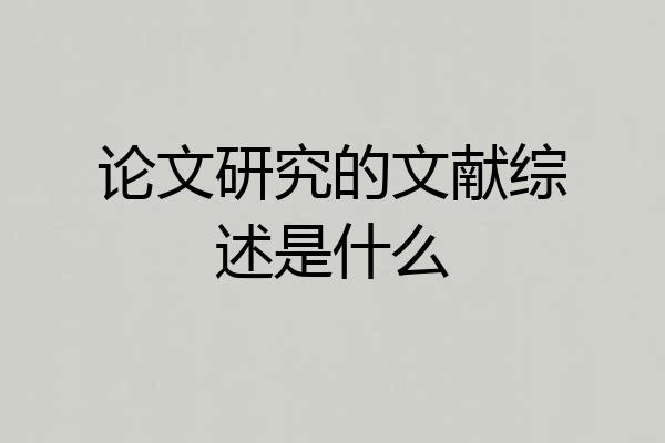论文研究的文献综述是什么