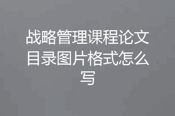 战略管理课程论文目录图片格式怎么写