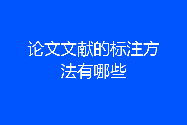 论文文献的标注方法有哪些