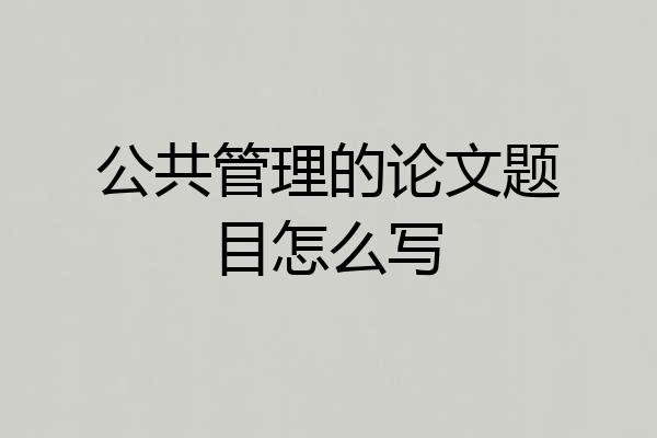 公共管理的论文题目怎么写