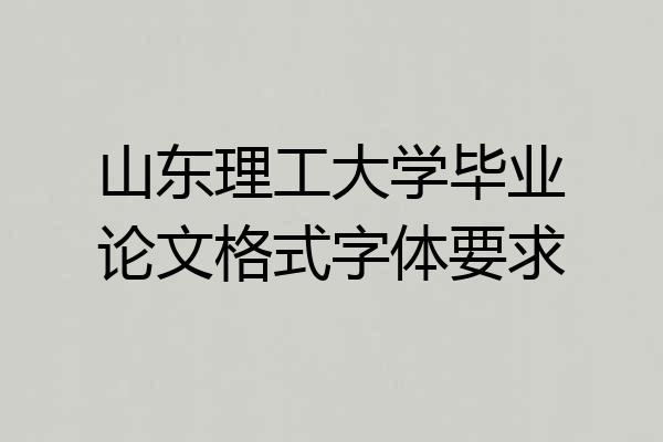 山东理工大学毕业论文格式字体要求