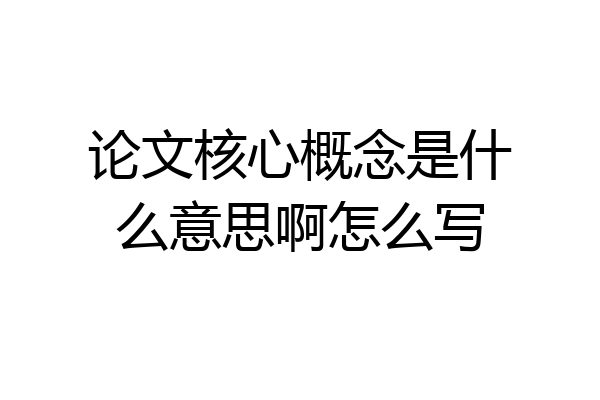 论文核心概念是什么意思啊怎么写