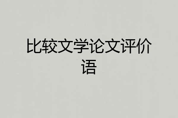比较文学论文评价语
