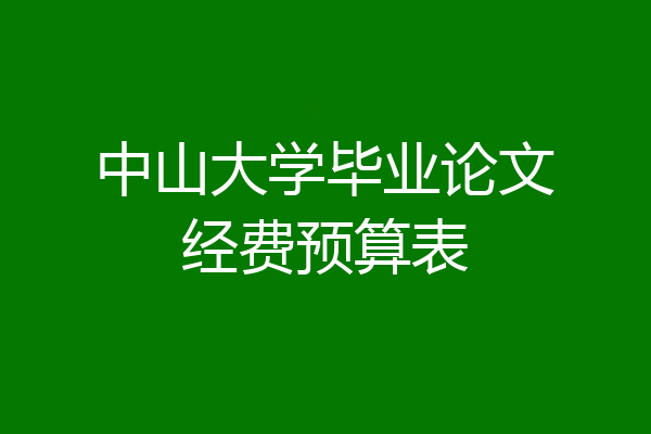 中山大学毕业论文经费预算表