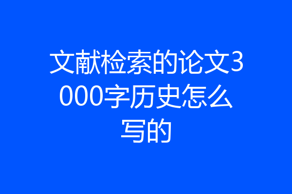 文献检索的论文3000字历史怎么写的