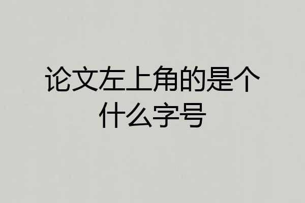 论文左上角的是个什么字号