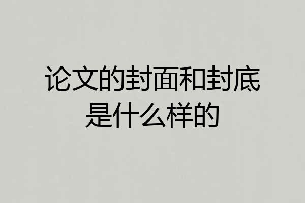 论文的封面和封底是什么样的