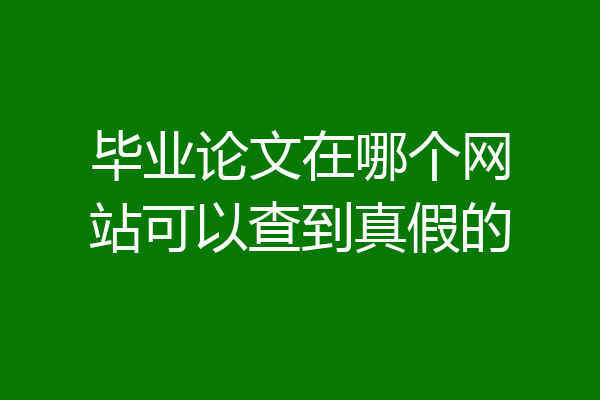 毕业论文在哪个网站可以查到真假的