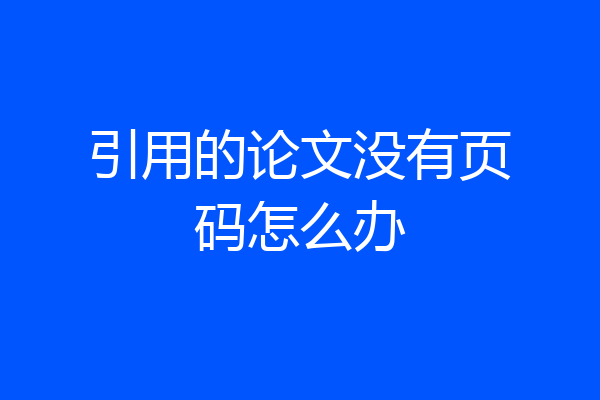 引用的论文没有页码怎么办