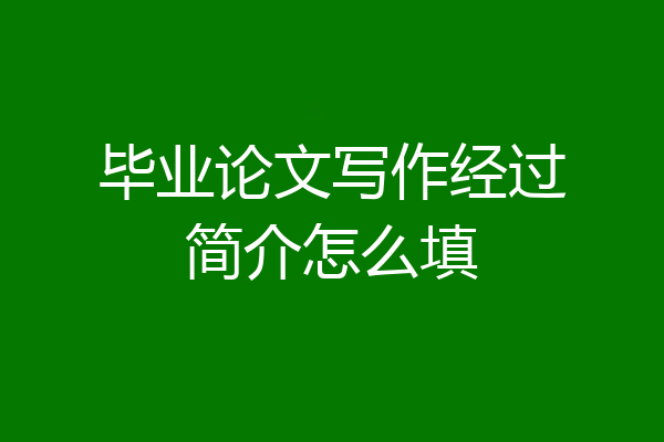 毕业论文写作经过简介怎么填
